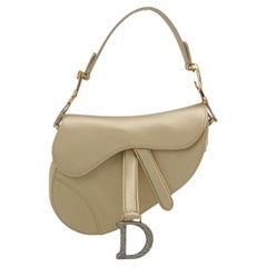 Dior Saddle Mini Silk Handbag Light Gold with Crystals