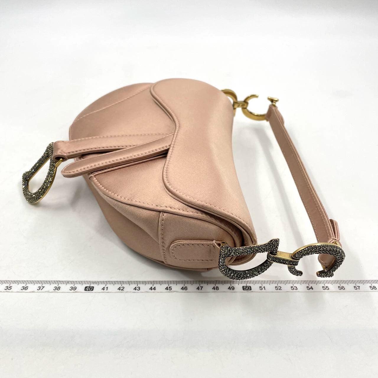 Beige Dior Saddle Mini Silk Pink with crystals