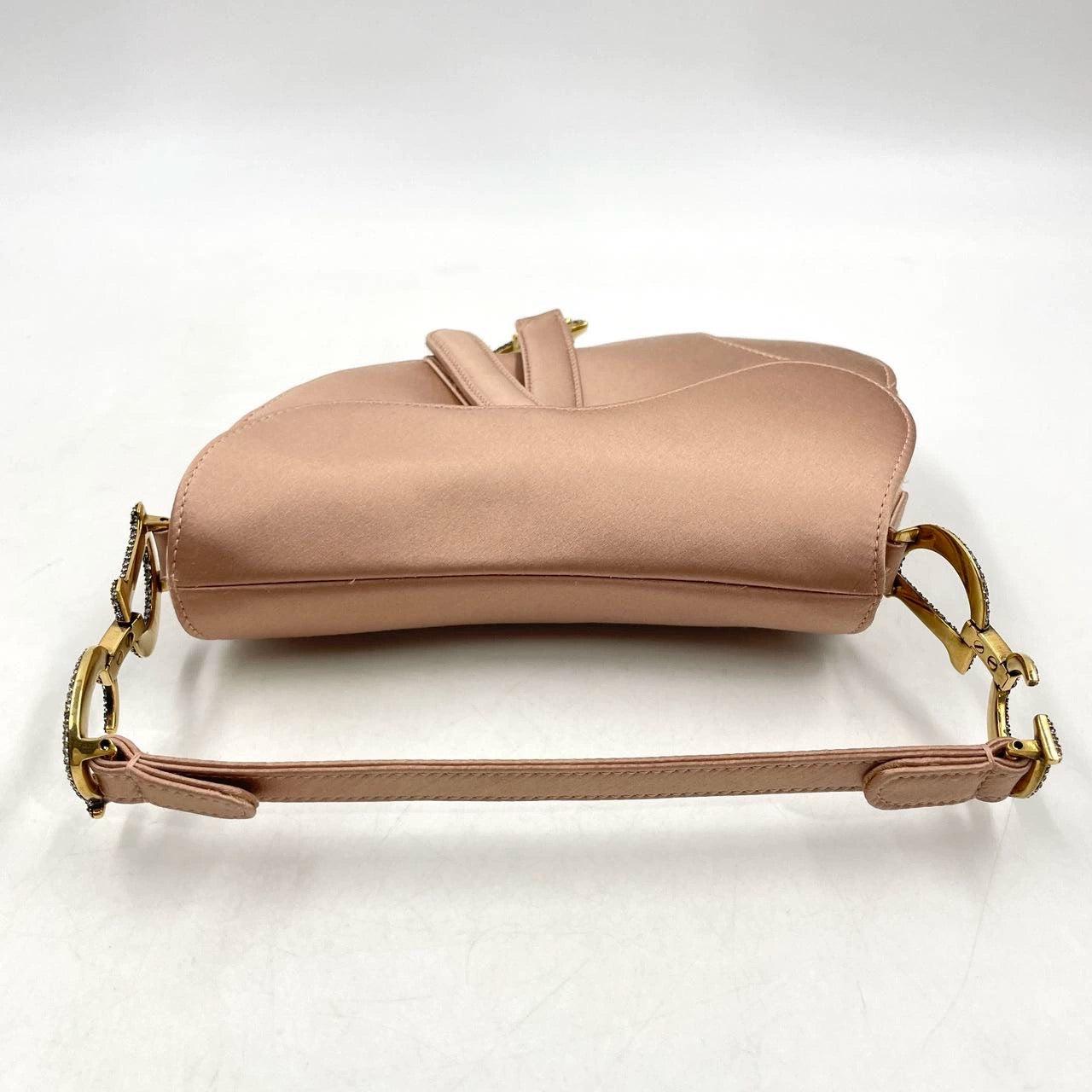 Dior Saddle Mini Silk Pink with crystals In New Condition In AUBERVILLIERS, FR