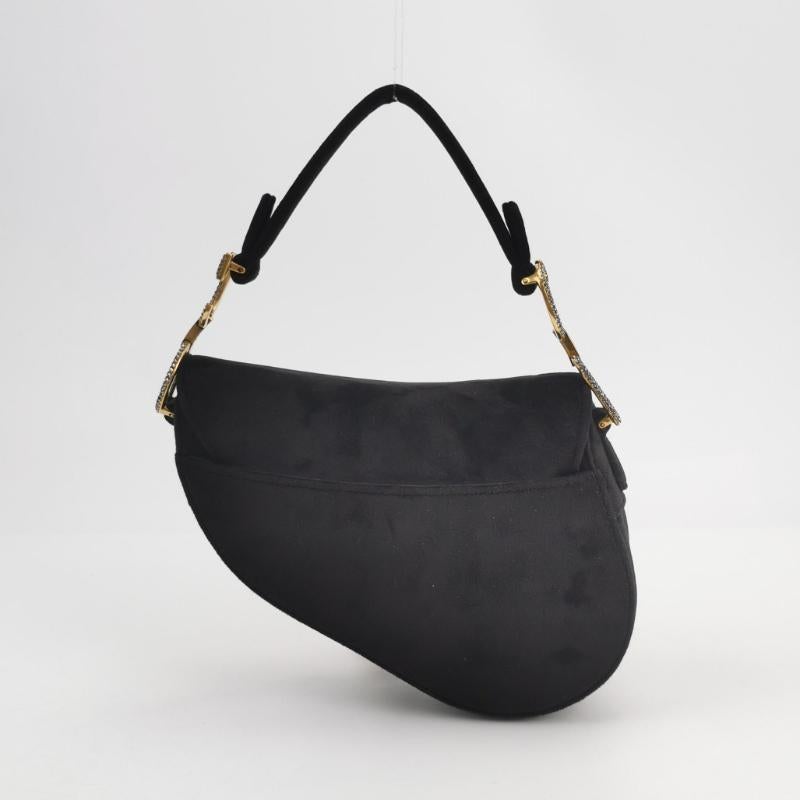 Dior Saddle Mini Borsetta in velluto nero con cristalli In condizioni ottime in vendita a AUBERVILLIERS, FR