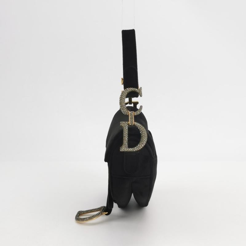 Dior Saddle Mini Borsetta in velluto nero con cristalli in vendita 1