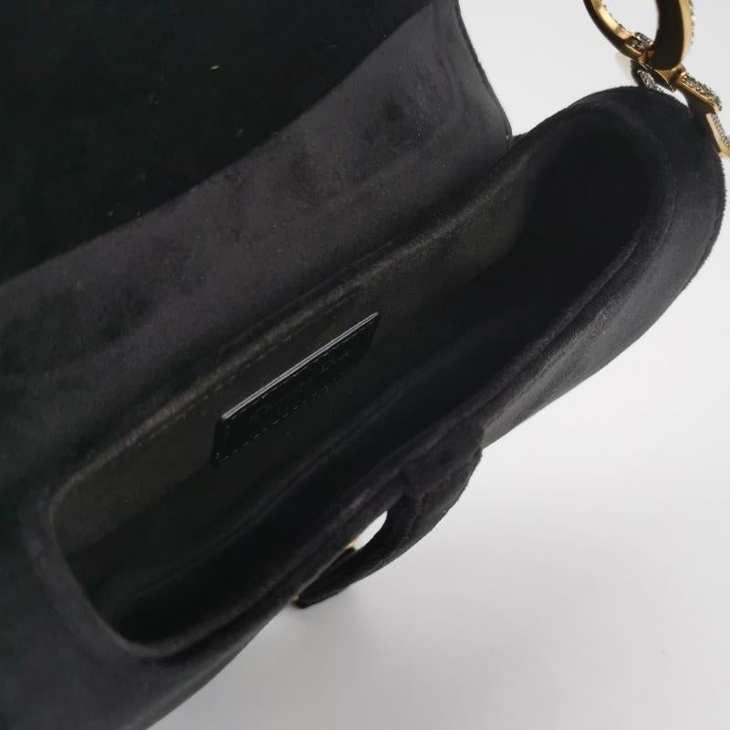Dior Saddle Mini Borsetta in velluto nero con cristalli in vendita 3