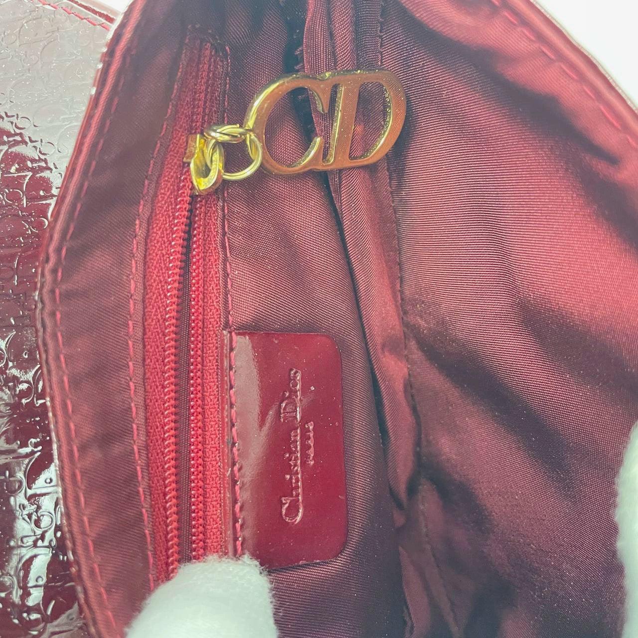 Dior Saddle Mini Vintage Shoulder Bag Burgundy Patent Leather 5