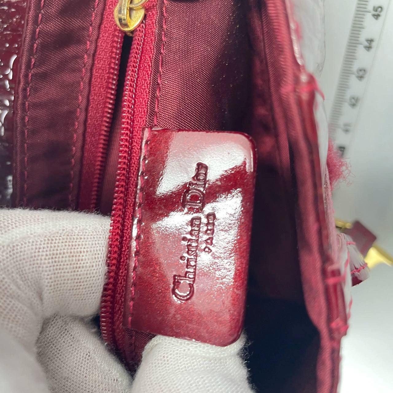 Dior Saddle Mini Vintage Shoulder Bag Burgundy Patent Leather 7