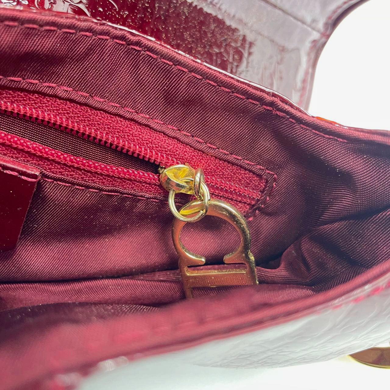 Dior Saddle Mini Vintage Shoulder Bag Burgundy Patent Leather 10