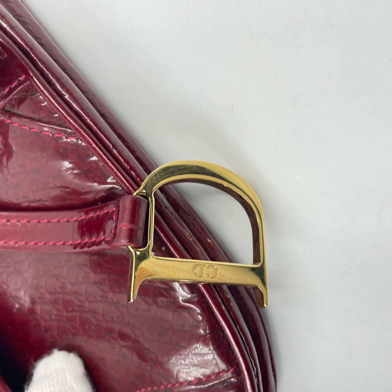 Dior Saddle Mini Vintage Shoulder Bag Burgundy Patent Leather 11