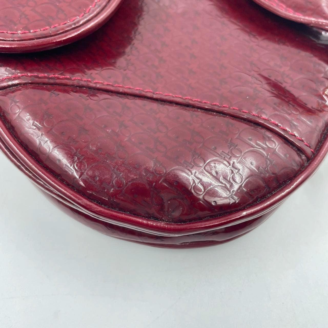 Dior Saddle Mini Vintage Shoulder Bag Burgundy Patent Leather 14