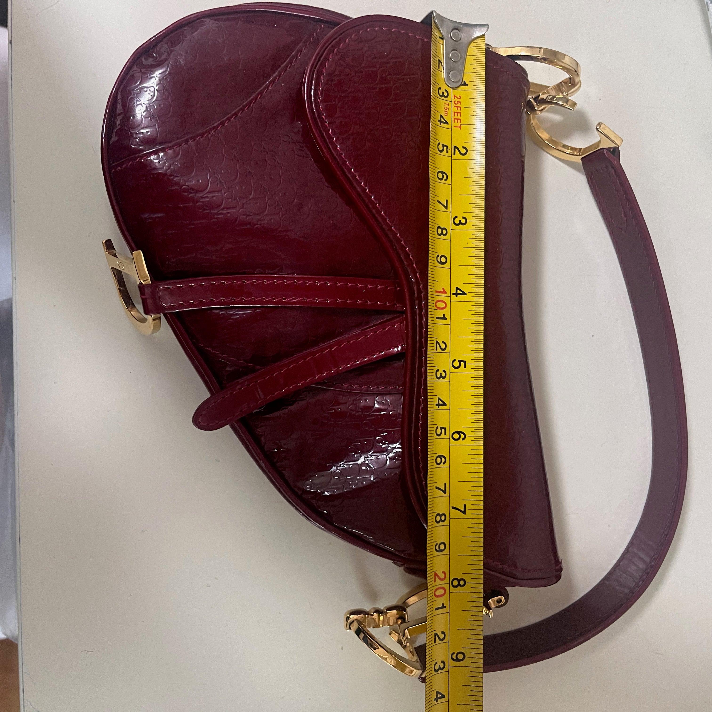 Dior Saddle Mini Vintage Shoulder Bag Burgundy Patent Leather 15