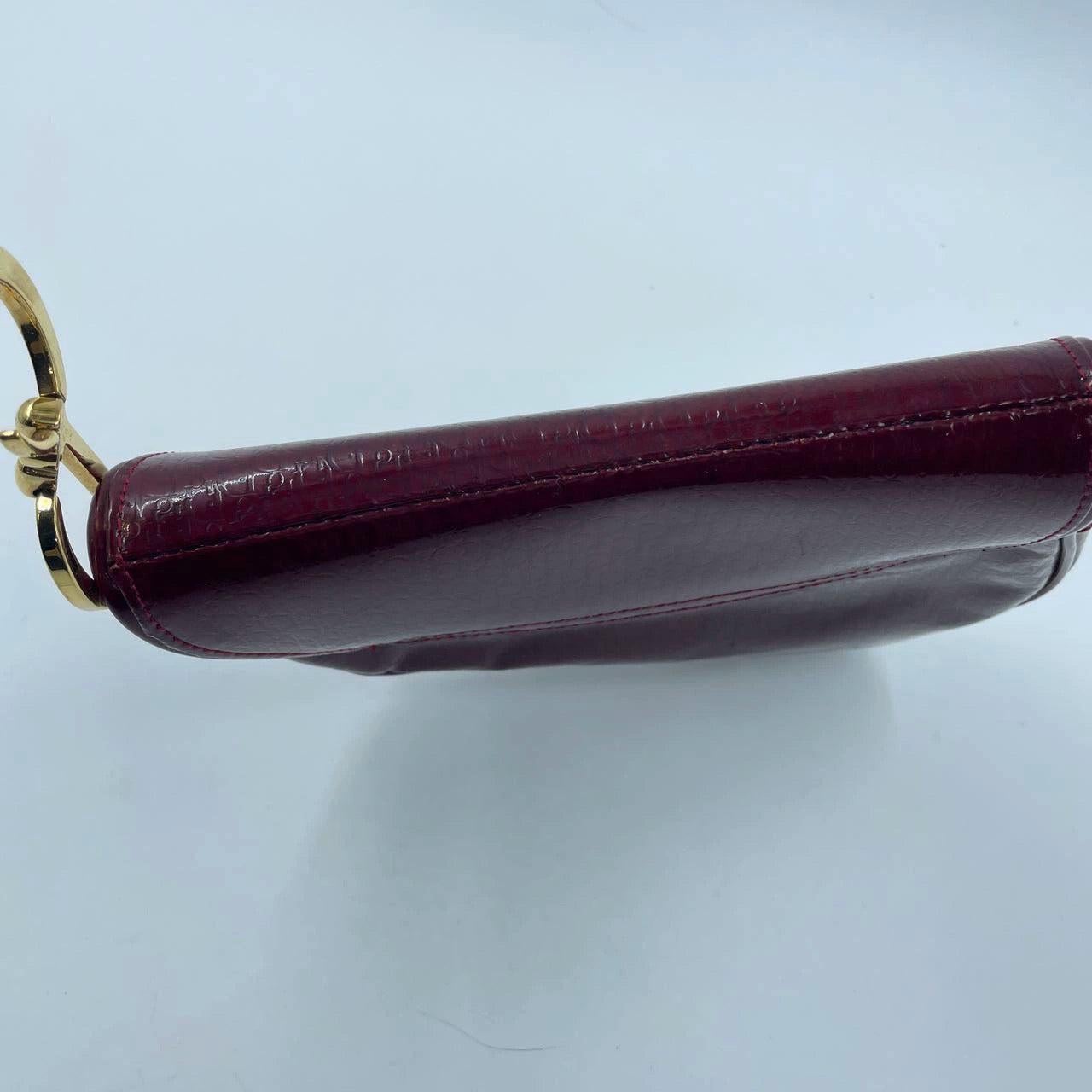 Women's Dior Saddle Mini Vintage Shoulder Bag Burgundy Patent Leather