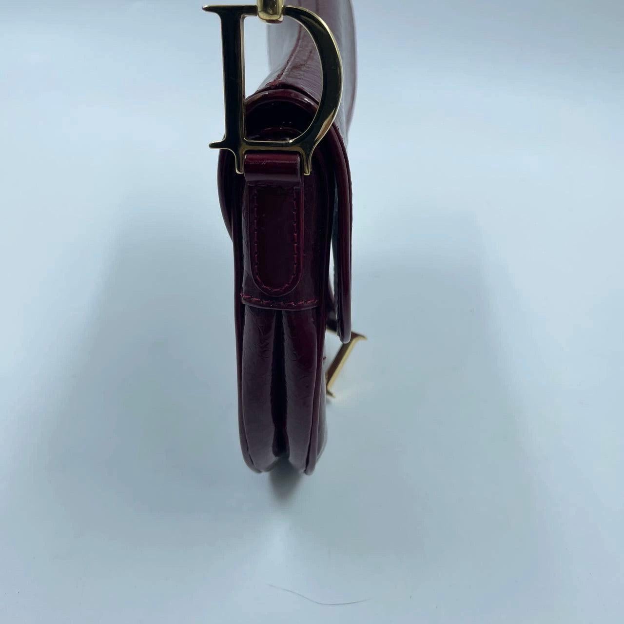 Dior Saddle Mini Vintage Shoulder Bag Burgundy Patent Leather 2