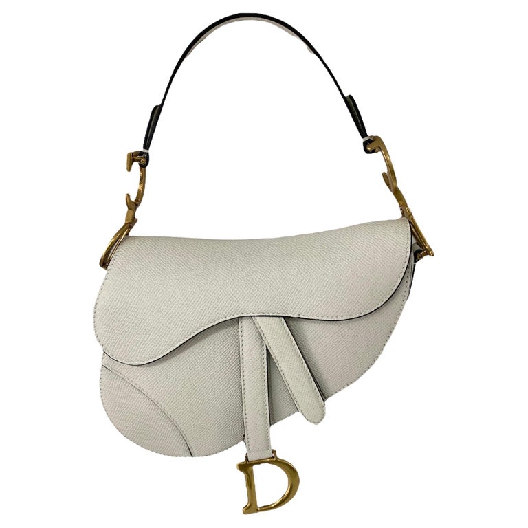 Christian Dior Saddle Mini Saddle Bag with Strap, White