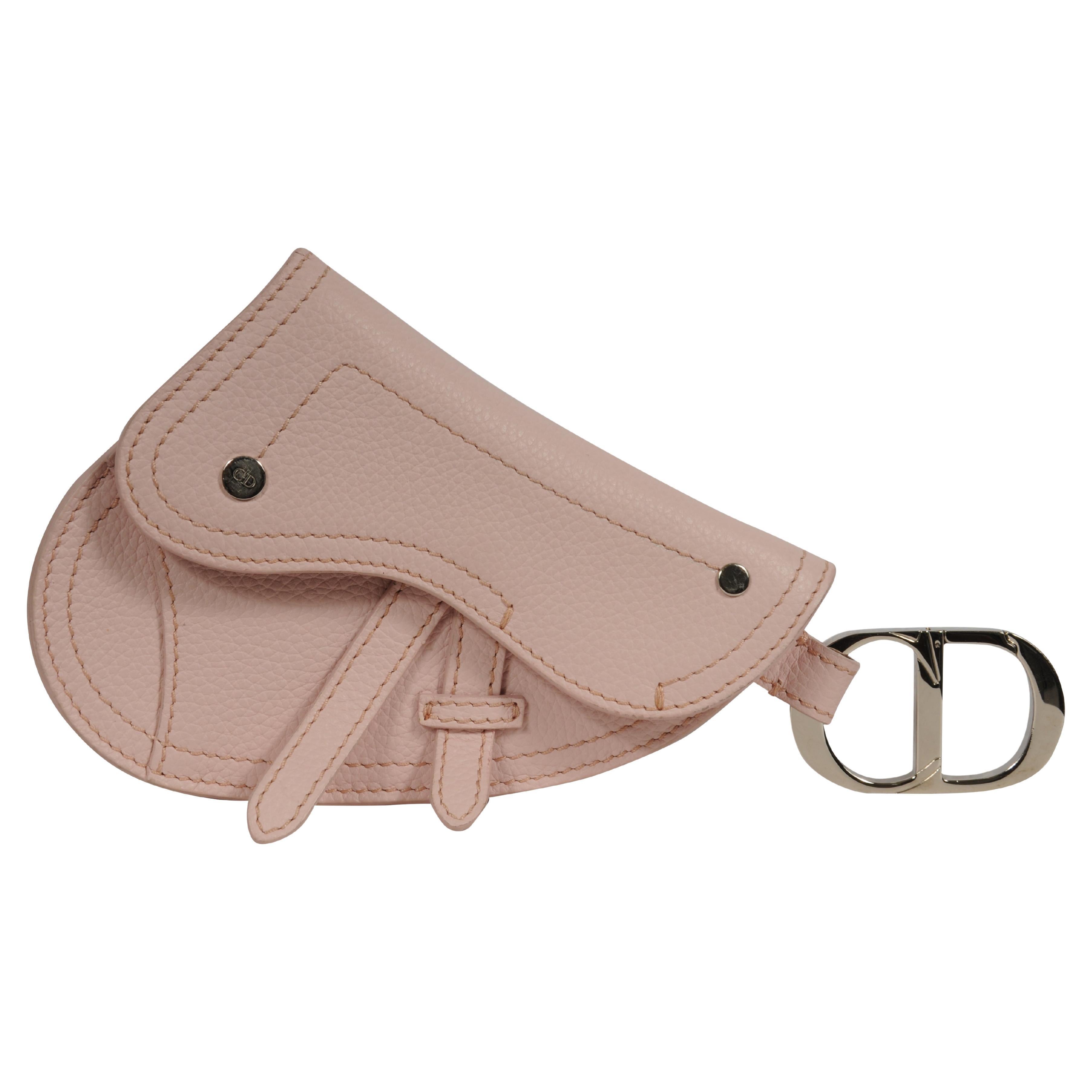 Dior Saddle Pouch basso in pelle rosa Portachiavi Anello Borsa Portafoglio Tasca da Viaggio in vendita