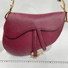 Dior Saddle Red Medium Grained Leather Shoulder Bag