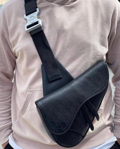 Dior Saddle Shoulder Bag in Black Leather with Silver Hardware