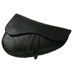 Dior Saddle Shoulder Bag in Black Leather with Silver Hardware
