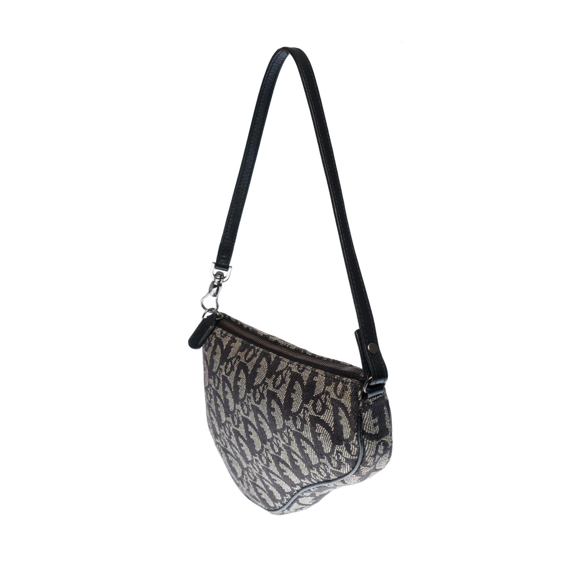 Black Dior Saddle shoulder bag in black monogram oblique canvas, PHW For Sale