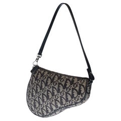 Dior Saddle shoulder bag in black monogram oblique canvas, PHW