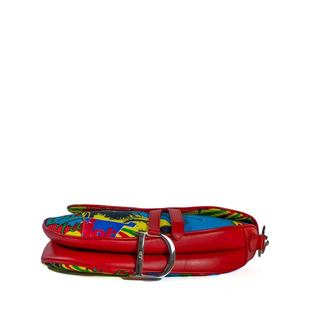 Borsa a tracolla DIOR Saddle in cotone rosso In condizioni ottime a Clichy, FR
