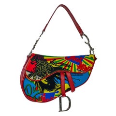 Borsa a tracolla DIOR Saddle in cotone rosso