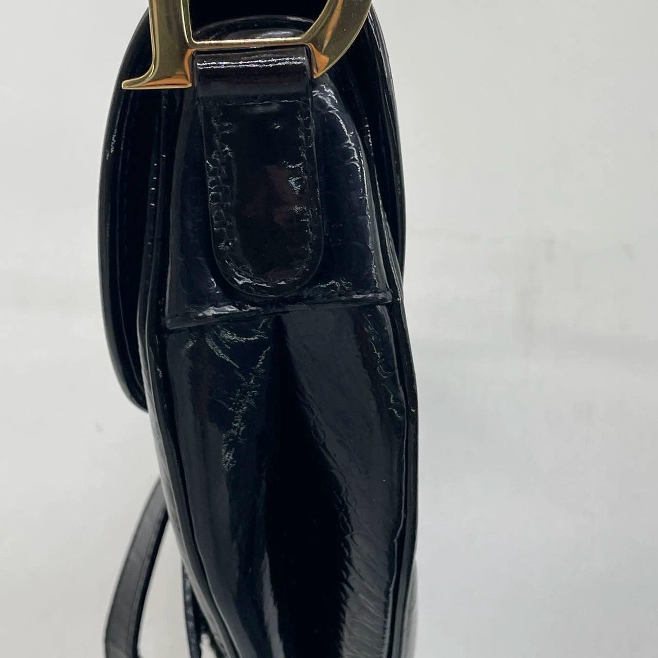 Dior Saddle Small Vintage Shoulder Bag Black Patent Leather For Sale 12
