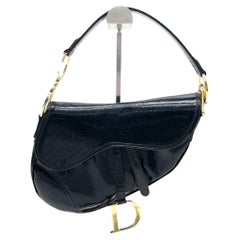 Dior Saddle Piccola Borsa a tracolla vintage in pelle verniciata nera