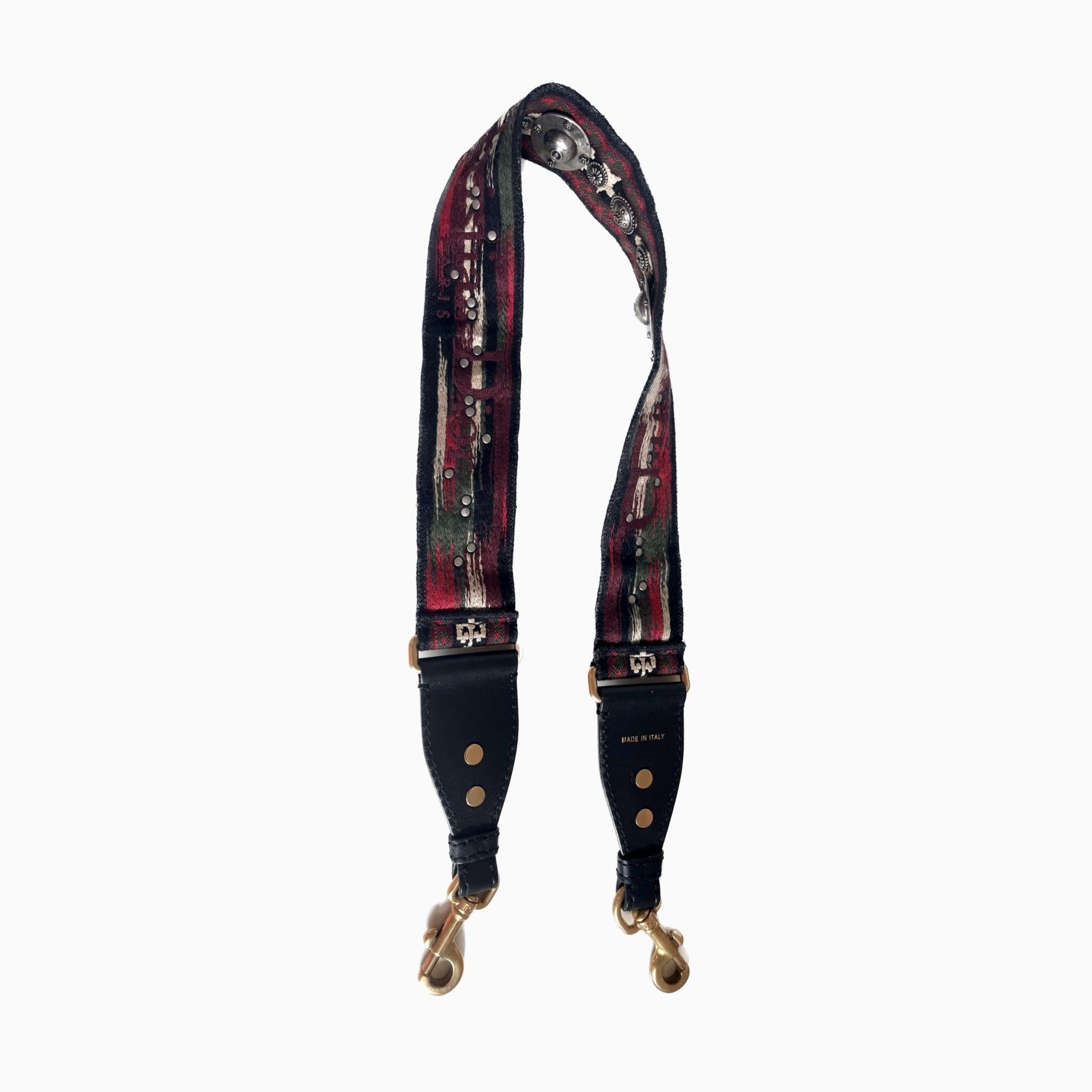Dior Saddle Strap maroon canvas with Dior Logo and Metal
 These are professional photos of the actual bag offered by Luxbags.
 Can match any Dior handbag
 Like new