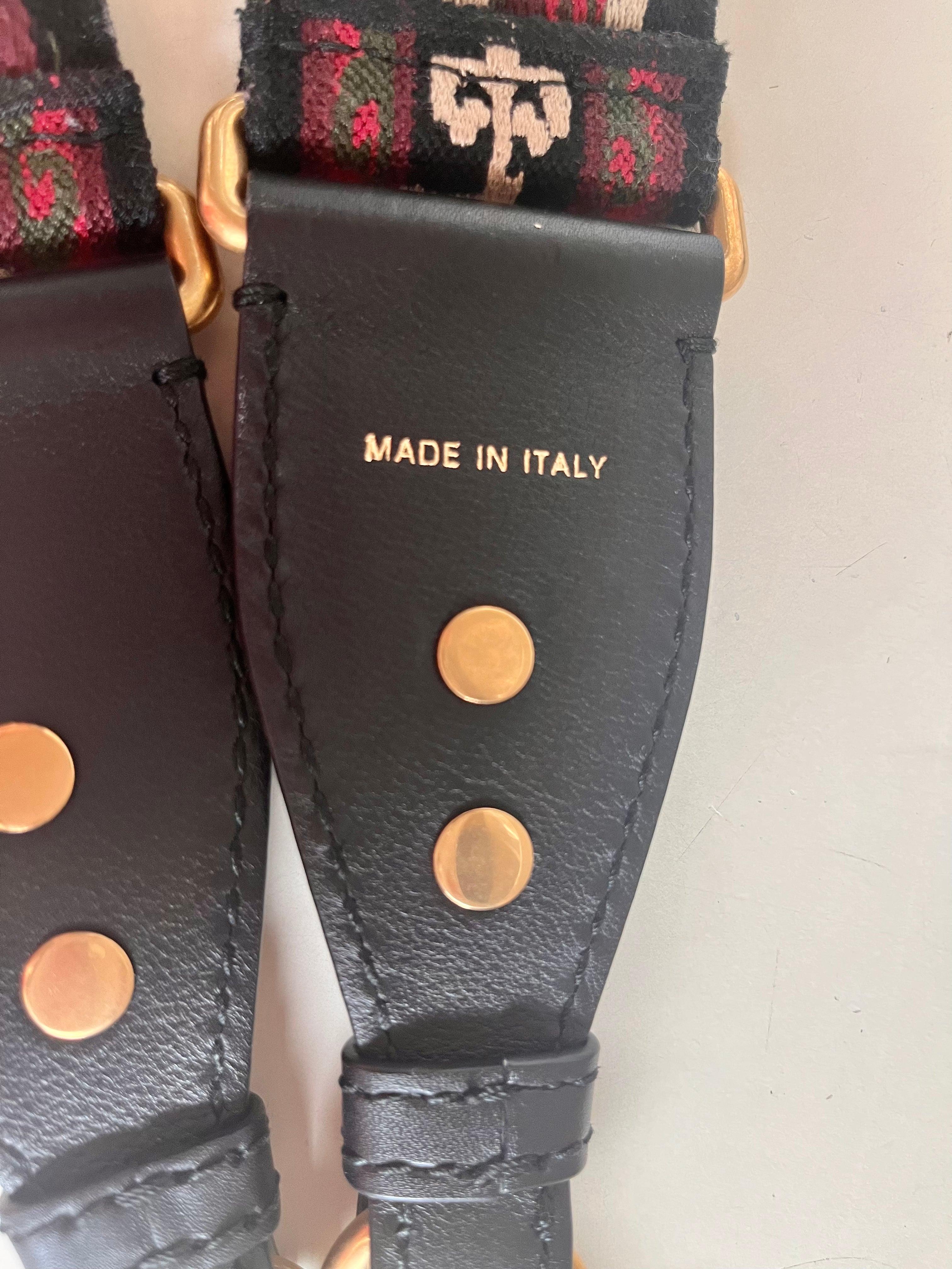 Black Dior Saddle Strap maroon canvas with Dior Logo and Metal For Sale