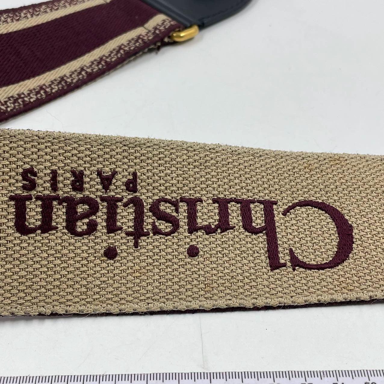 Dior Saddle Strap maroon canvas with Dior Logo For Sale 3