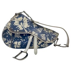 Dior Saddle Surf Chick Vintage John Galliano Blue White Shoulder Bag