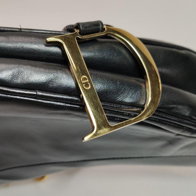 Dior Saddle Vintage 2000 Goatskin Leather Black with Gold Hardware 7