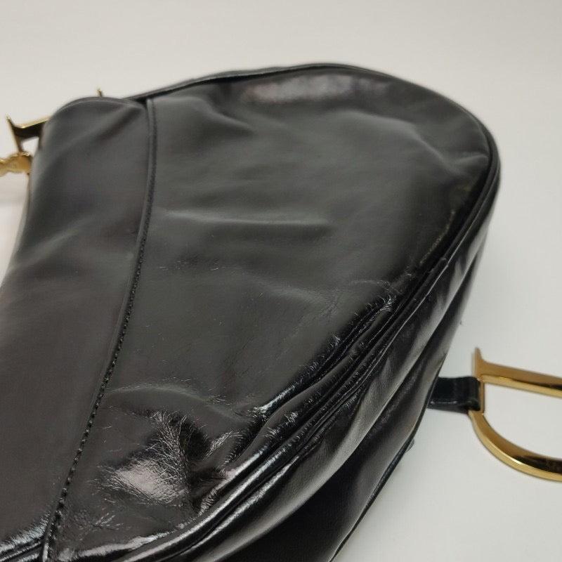 Dior Saddle Vintage 2000 Goatskin Leather Black with Gold Hardware 9