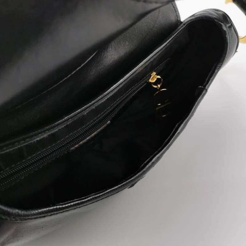 Dior Saddle Vintage 2000 Goatskin Leather Black with Gold Hardware 2