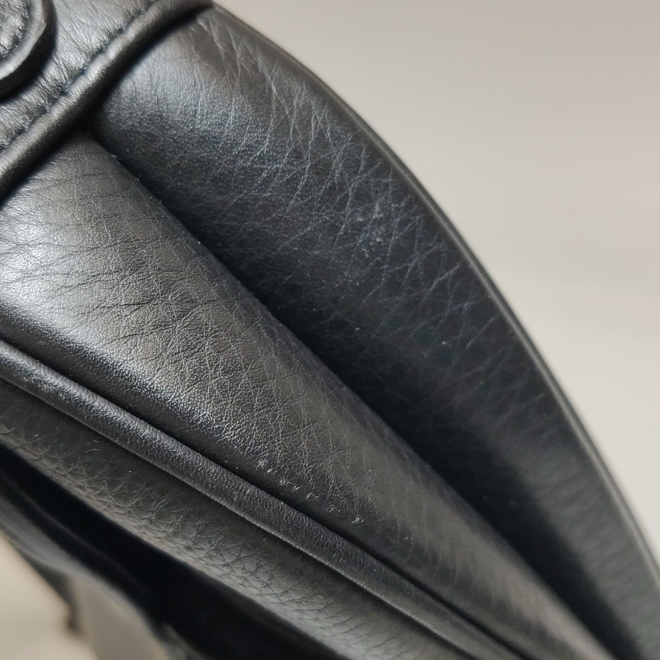 Dior Saddle Vintage Black Calfskin Leather With White Stitching Silver Hardware For Sale 11
