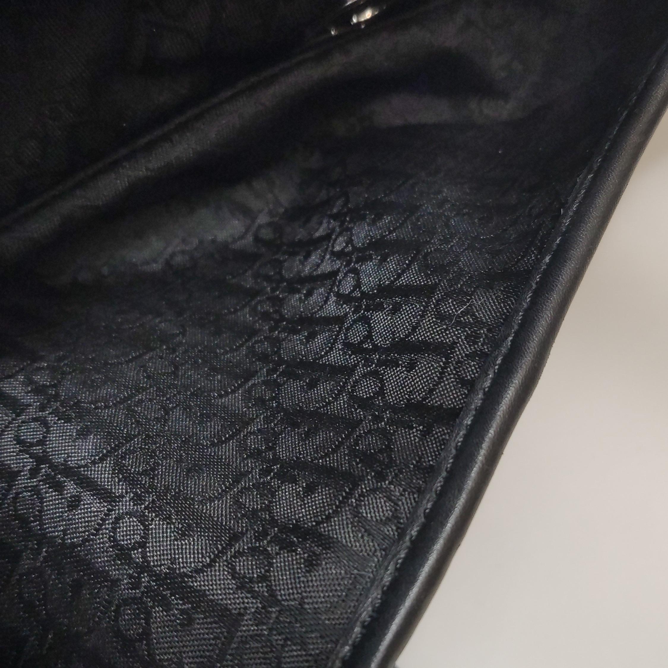Dior Saddle Vintage Black Calfskin Leather With White Stitching Silver Hardware For Sale 5