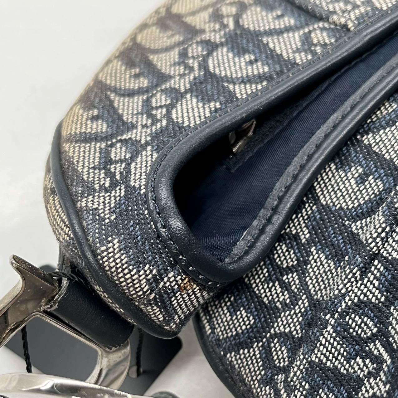 Dior Saddle Vintage Black Oblique Shoulder Bag Silver Hardware 6