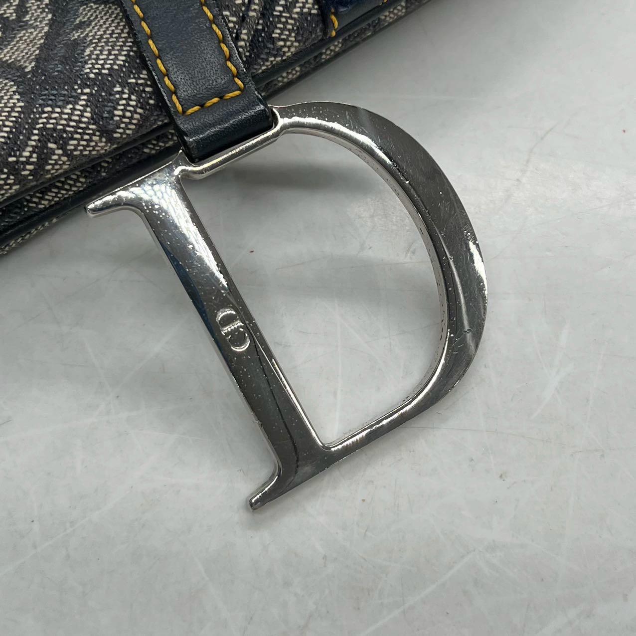 Dior Saddle Vintage Black Oblique Shoulder Bag Silver Hardware For Sale 3