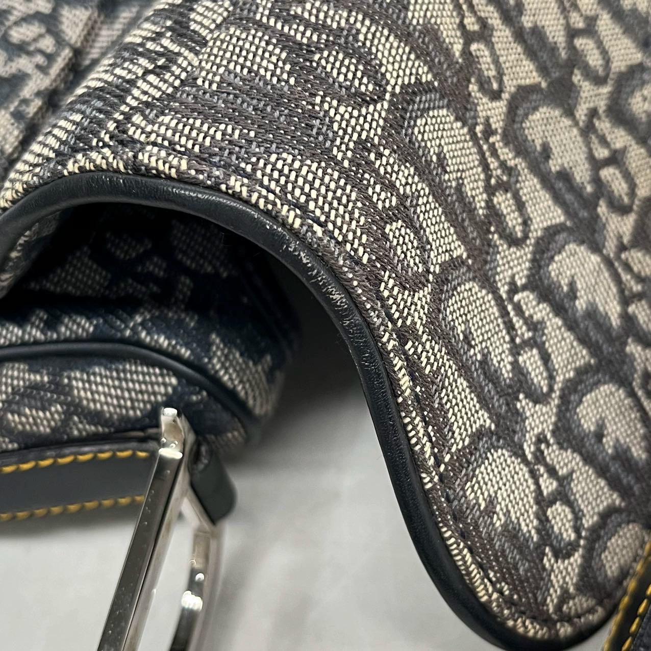 Dior Saddle Vintage Black Oblique Shoulder Bag Silver Hardware For Sale 4