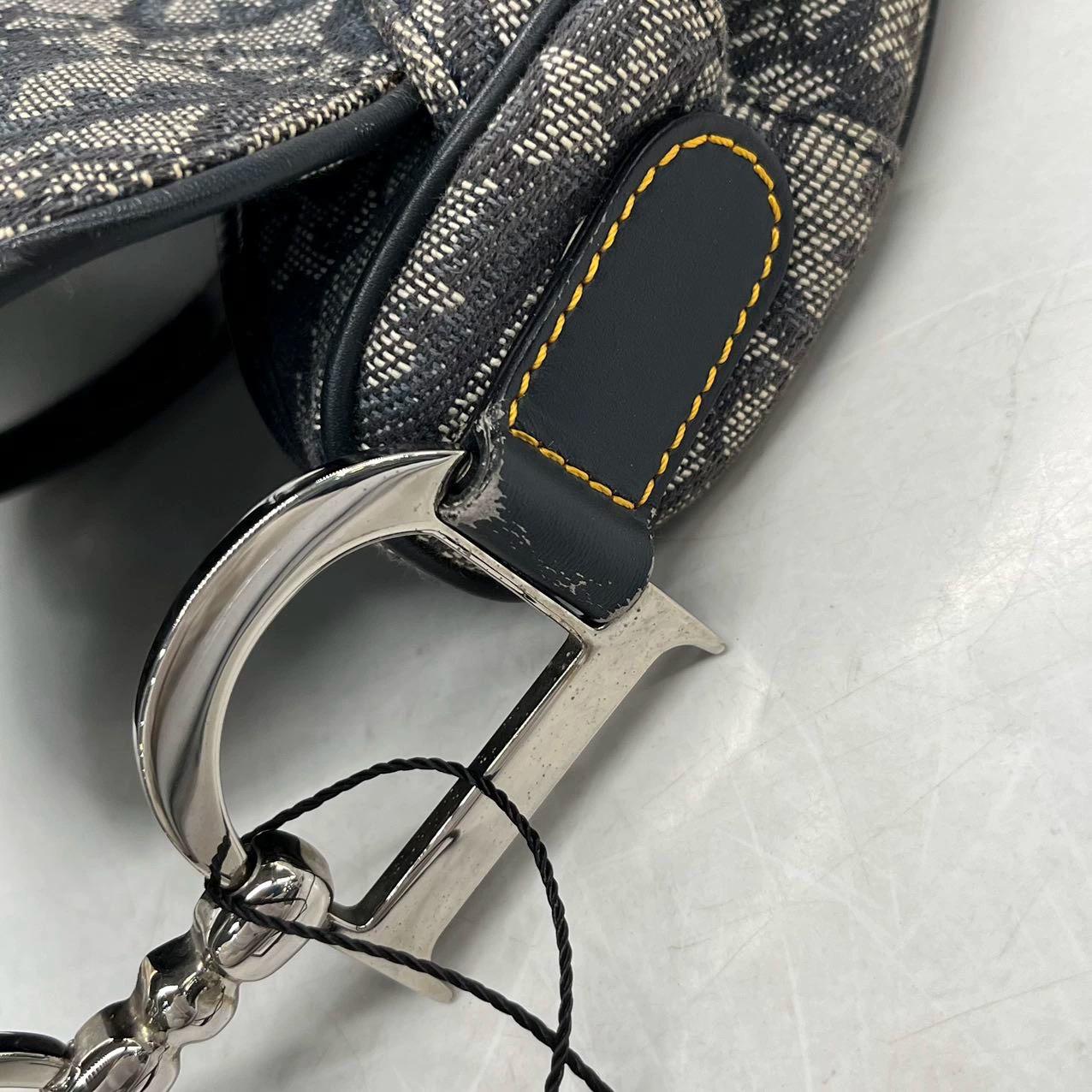 Dior Saddle Vintage Black Oblique Shoulder Bag Silver Hardware For Sale 5