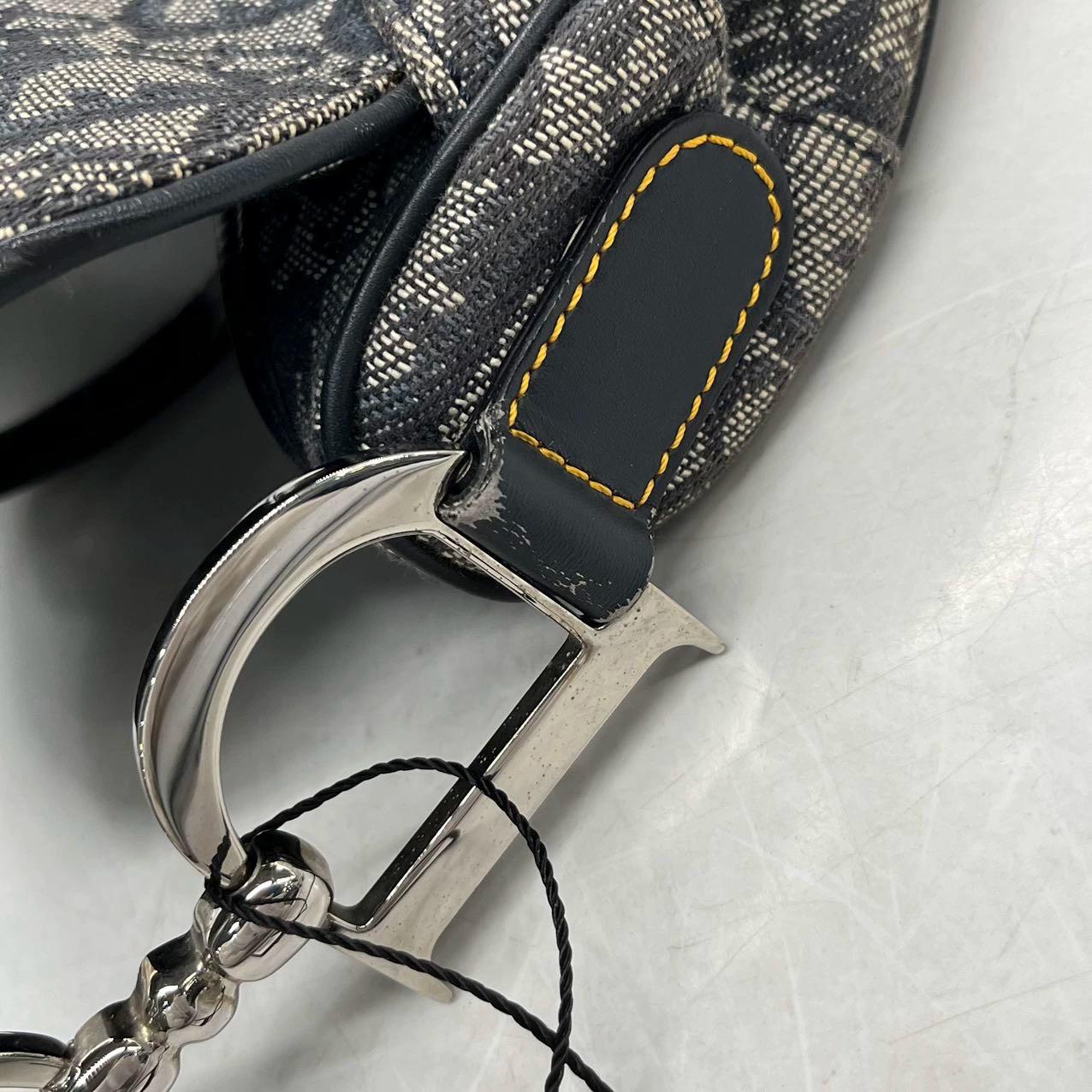 Dior Saddle Vintage Black Oblique Shoulder Bag Silver Hardware 5