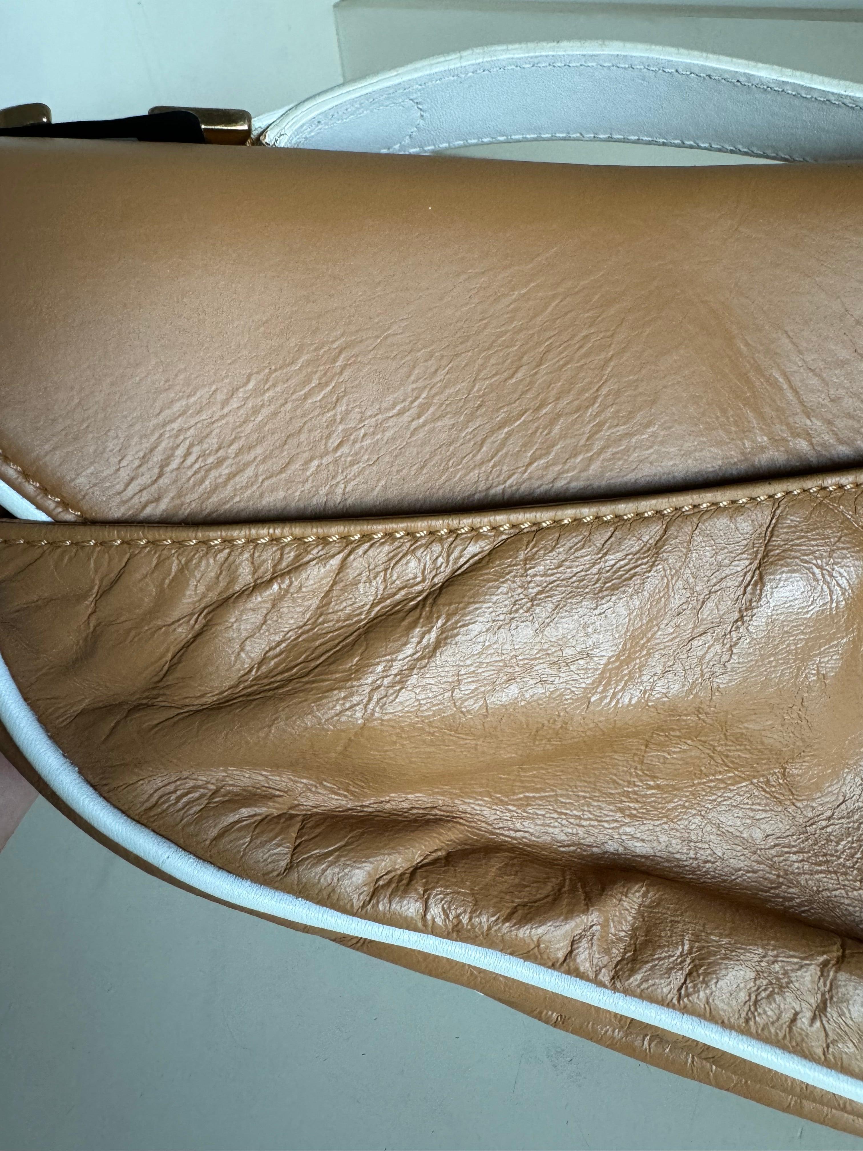 Dior Saddle Vintage Brown Leder und Seide Innenraum Umhängetasche im Angebot 13