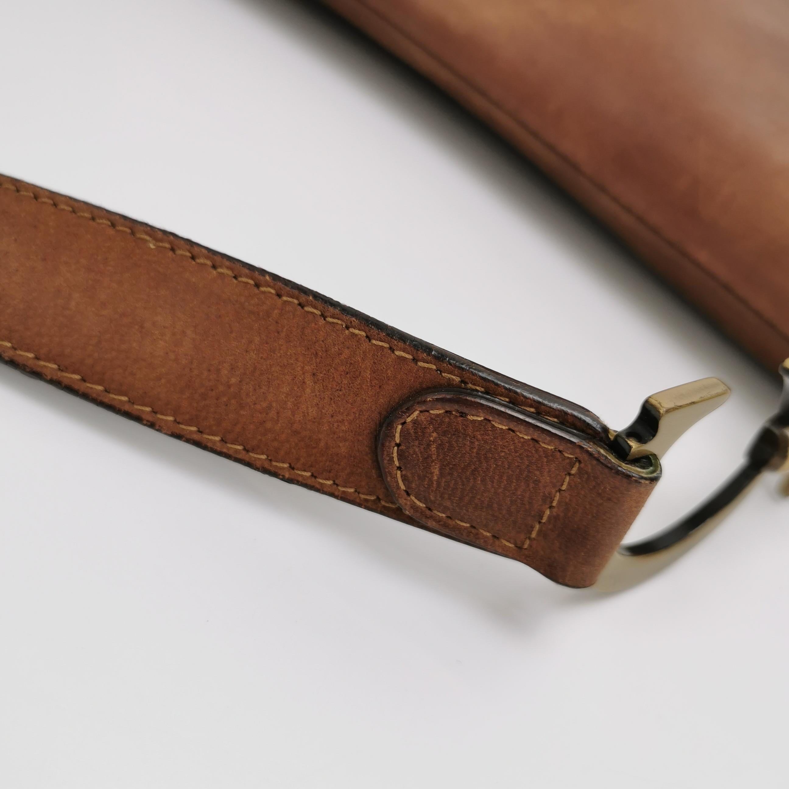 Dior Saddle Vintage Brown Leather Printed Velvet Gold Hardware Shoulder Bag For Sale 6