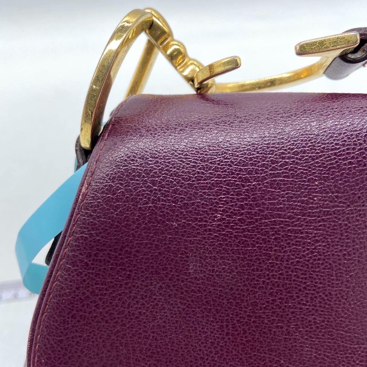 Dior Saddle Vintage Burgundy Purple Wine Calfskin Leather Gold Hardware Shoulder en vente 7