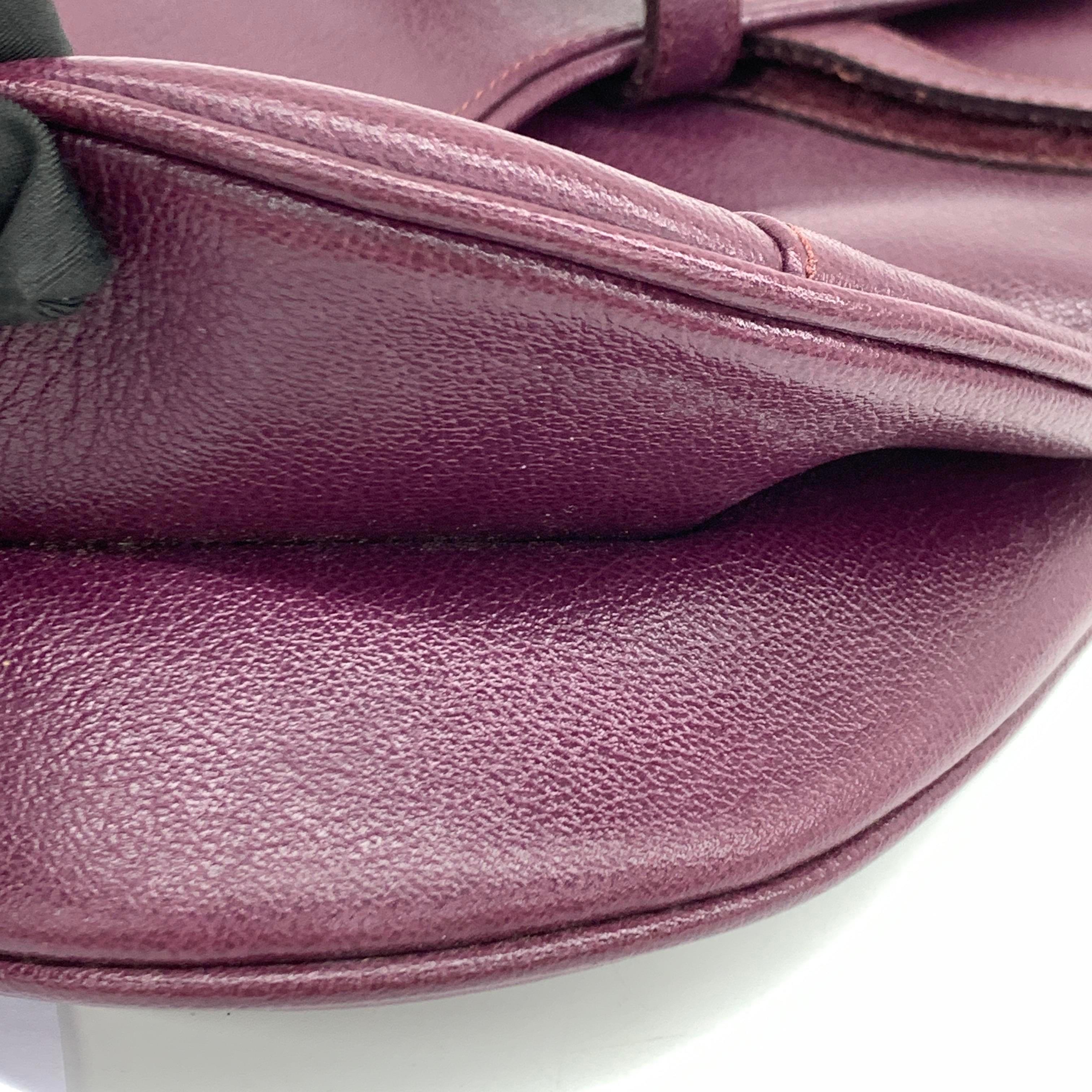 Dior Saddle Vintage Burgundy Purple Wine Calfskin Leather Gold Hardware Shoulder en vente 11