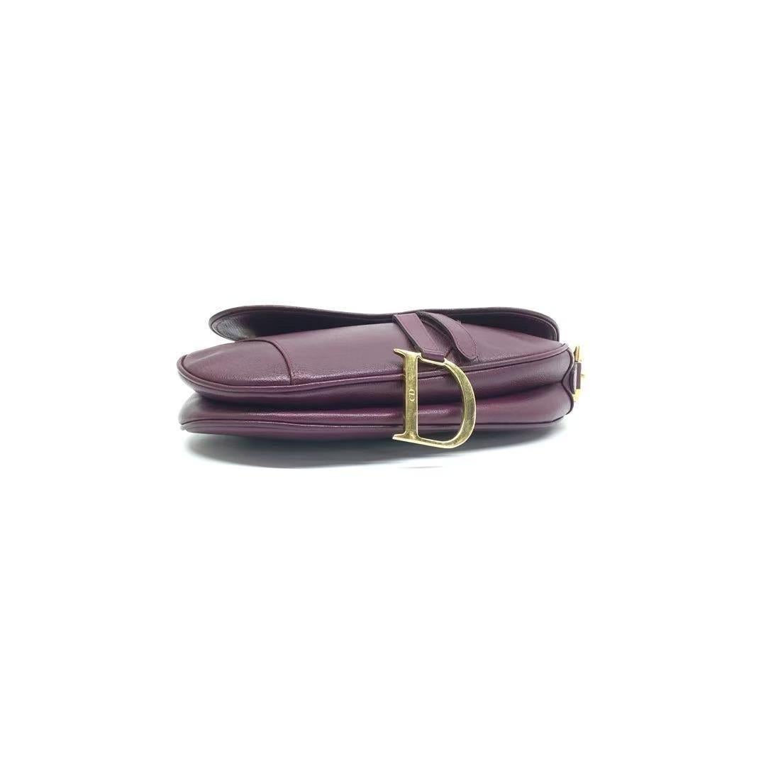 Dior Saddle Vintage Burgundy Purple Wine Calfskin Leather Gold Hardware Shoulder Bon état - En vente à AUBERVILLIERS, FR