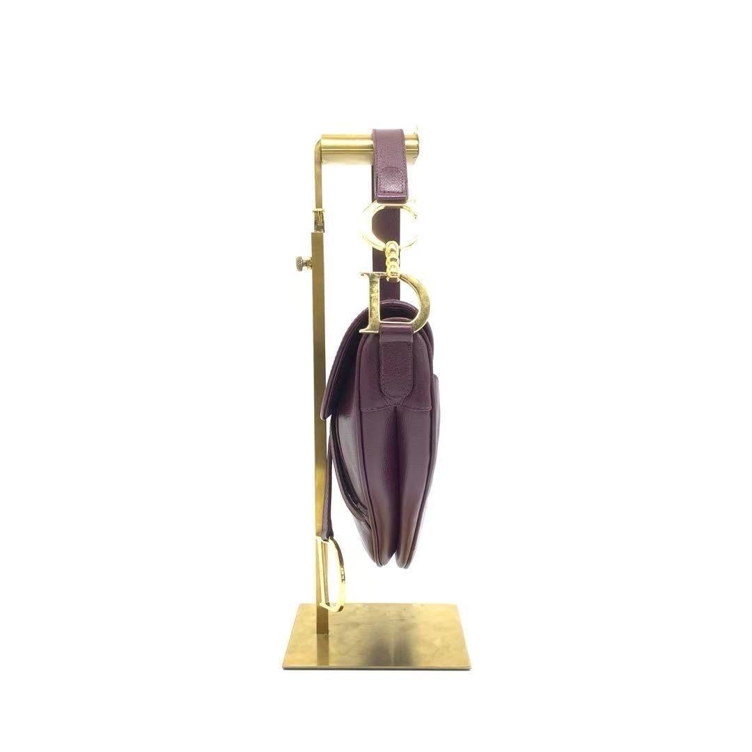 Dior Saddle Vintage Burgundy Purple Wine Calfskin Leather Gold Hardware Shoulder Unisexe en vente