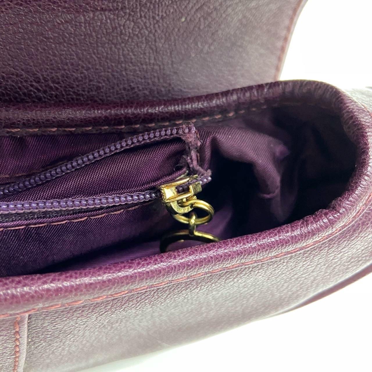 Dior Saddle Vintage Burgundy Purple Wine Calfskin Leather Gold Hardware Shoulder en vente 3
