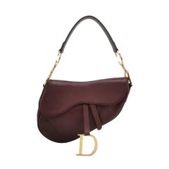 Dior Sattel Vintage Burgund Lila Wein Kalbsleder Gold Hardware Schulter