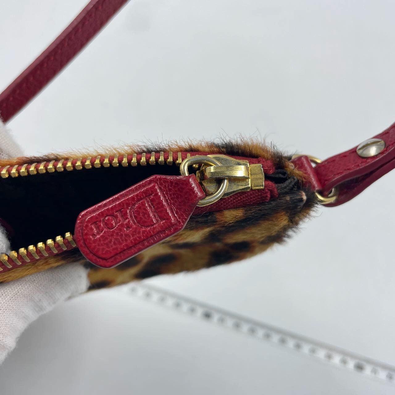 Dior Saddle Vintage Classic Leopard Print Ponyhair Calfskin leather red strap 5