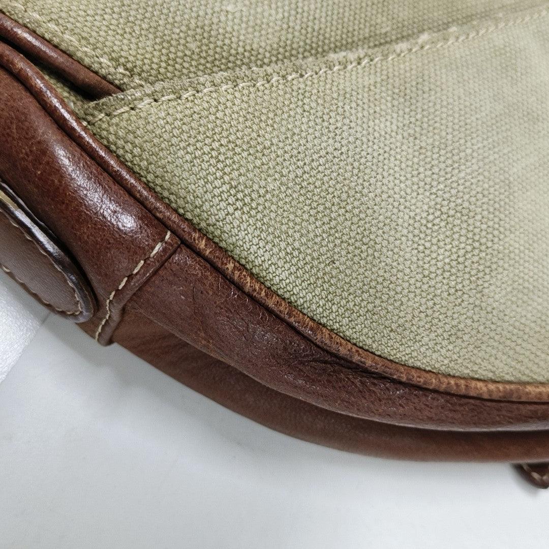 Dior Saddle Vintage Khaki Canvas with Brown Leather Gold Hardware For Sale 7