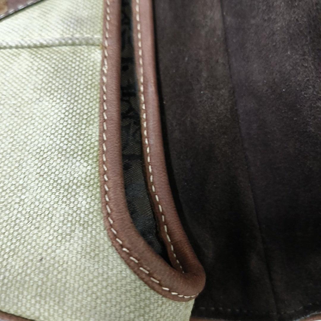 Dior Saddle Vintage Khaki Canvas with Brown Leather Gold Hardware For Sale 9